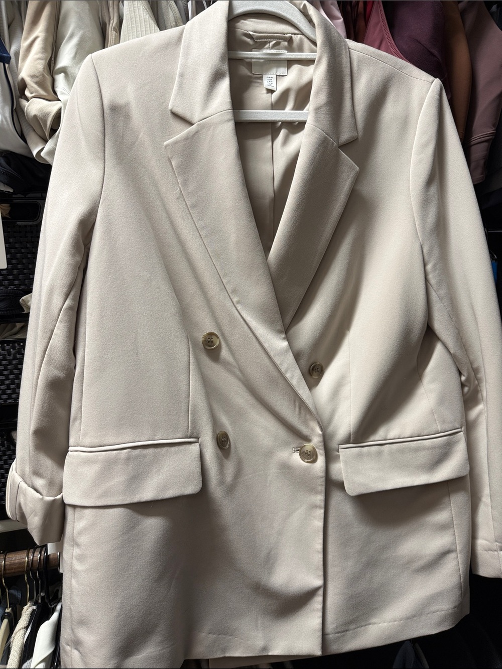 H&M Double-Breasted Light Cream Blazer Jacket